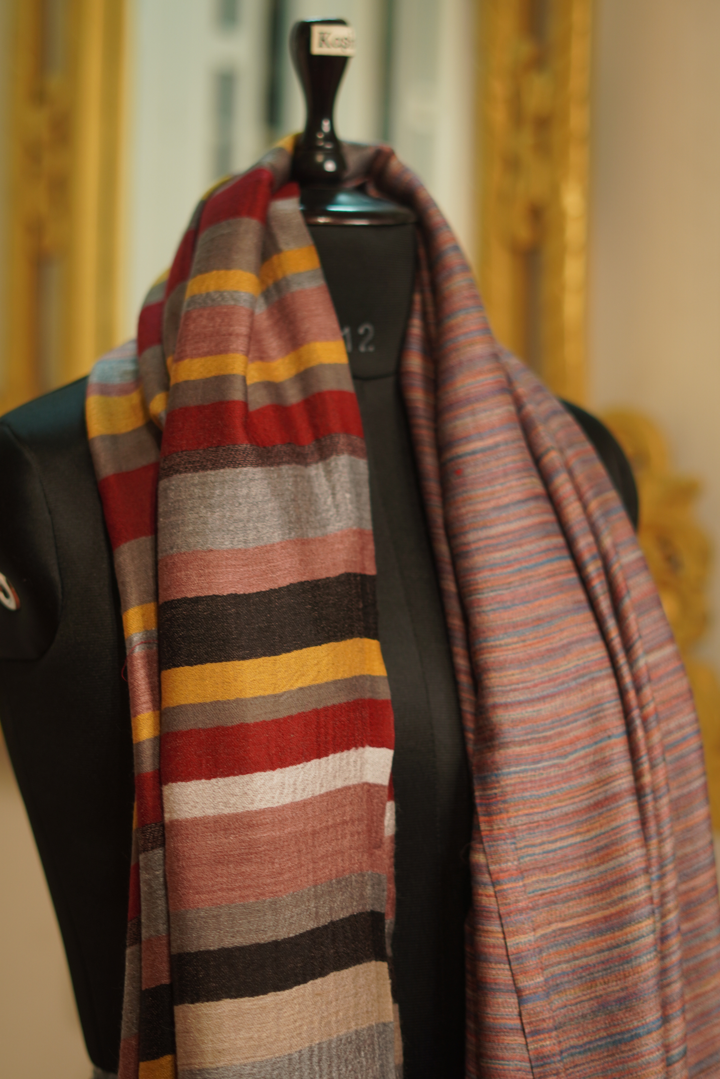 Regal Stripes – Cashmere Wool Woven Shawl