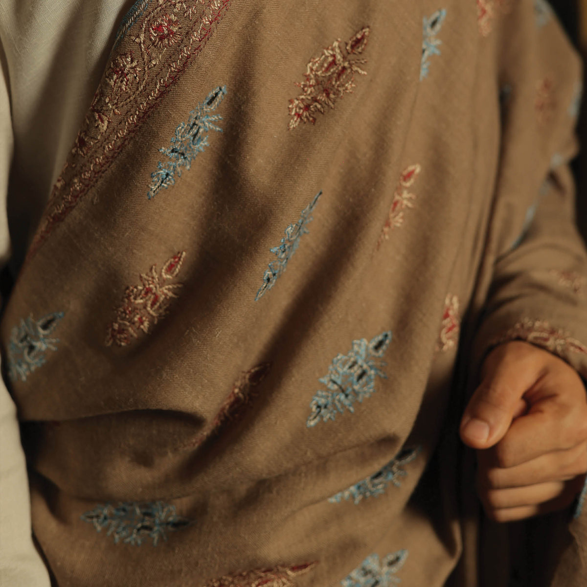 Mens Beige Pashmina Shawl