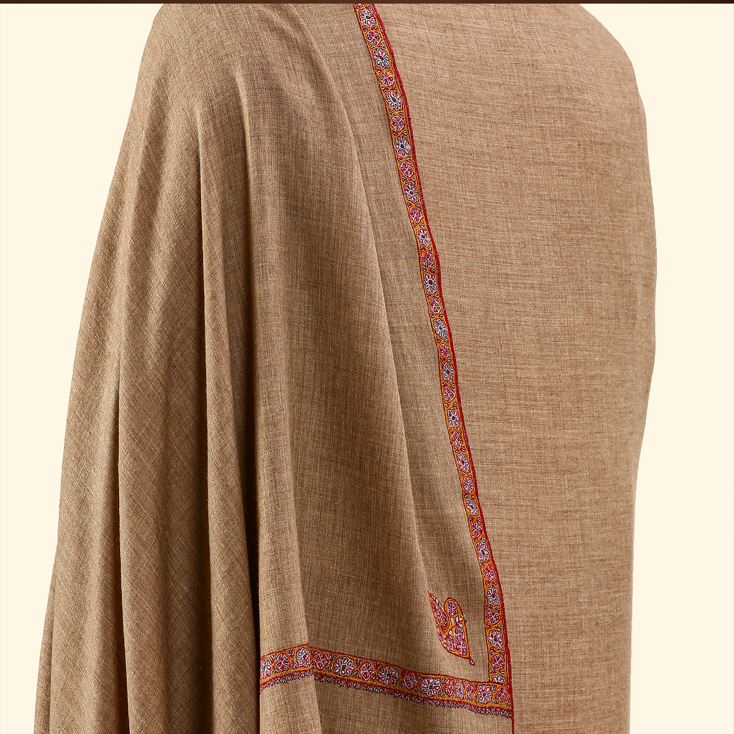 Pashmina Sozni Embroidery Shawl - Walnut