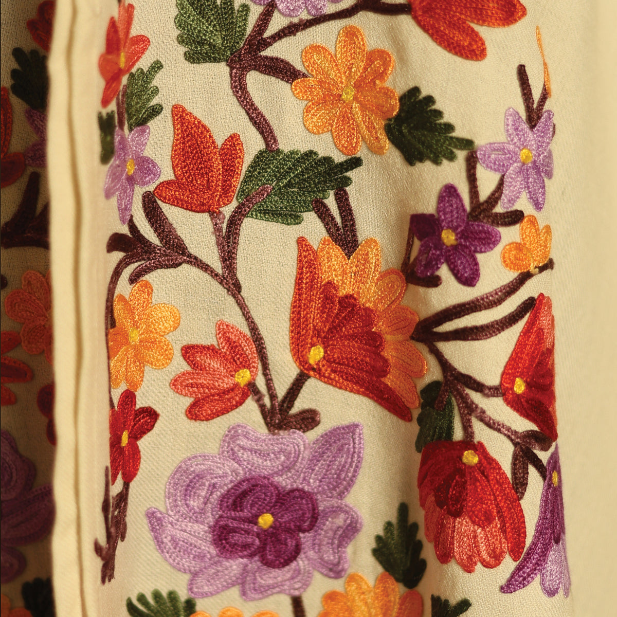 Lamb’s Wool Ari-Embroidered Cape Shawl
