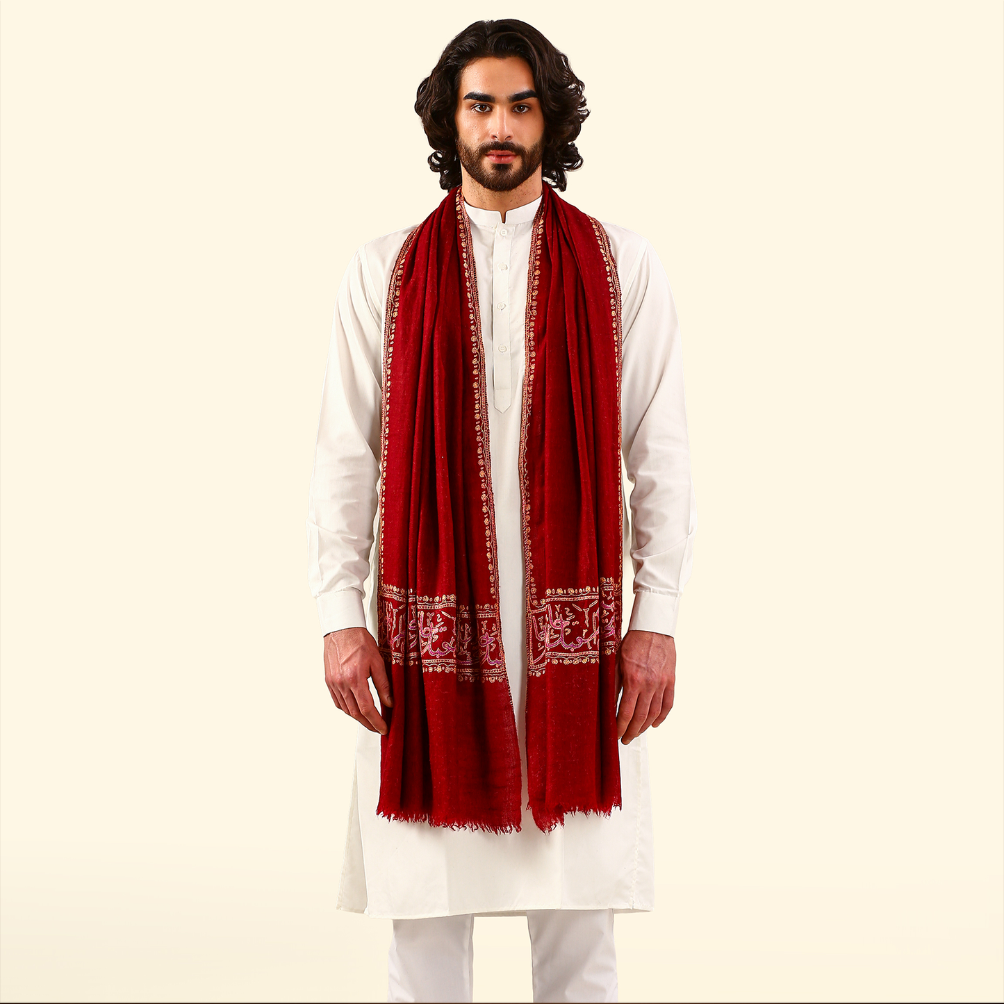 Pashmina Arabic Calligraphy Stole - Red