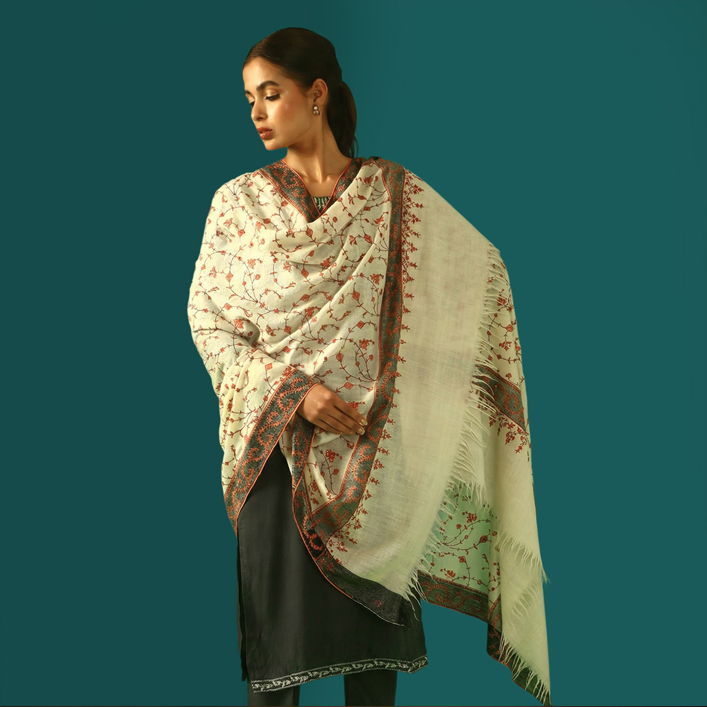 Pashmina Sozni Embroidery Shawl - Ember Vine