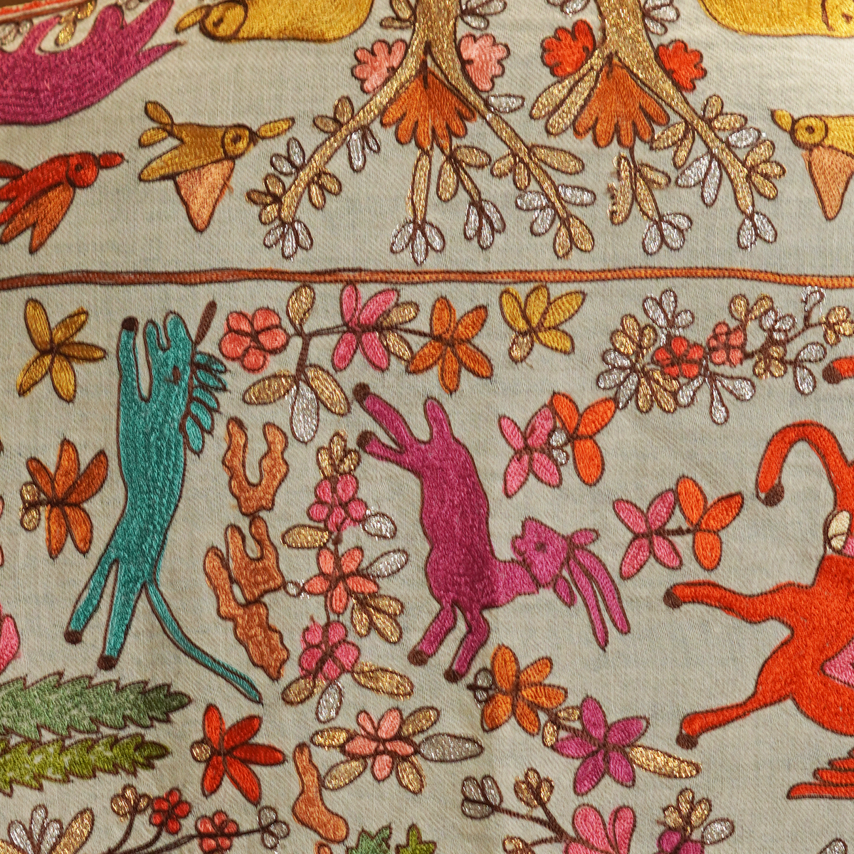 Paintless Kalamkari Shikargah Shawl