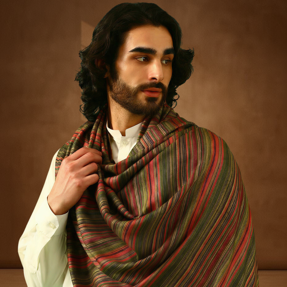 Mens Shawl - Multicolour Stripe