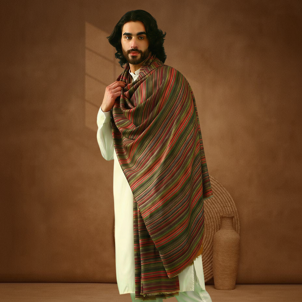 Mens Shawl - Multicolour Stripe