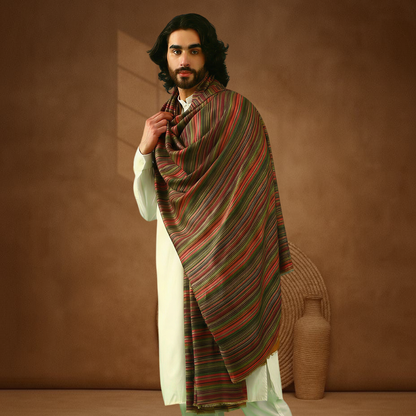 Mens Shawl - Multicolour Stripe