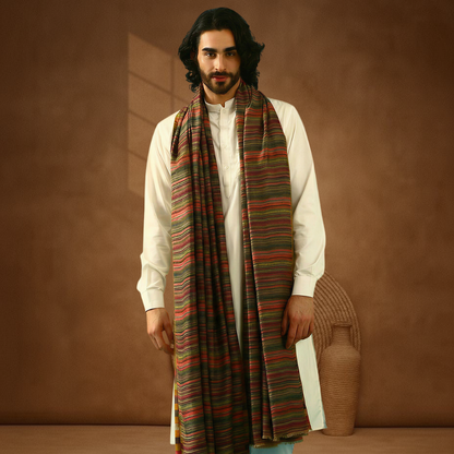Mens Shawl - Multicolour Stripe