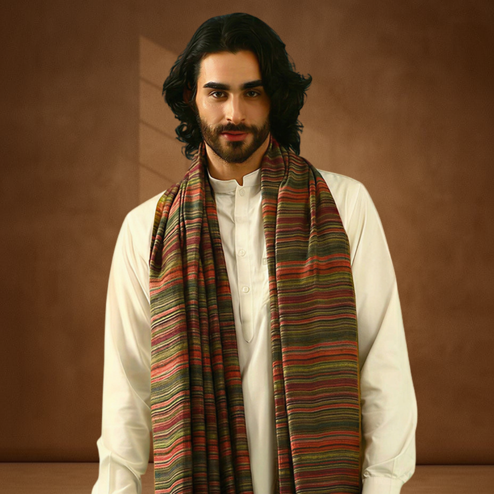 Mens Shawl - Multicolour Stripe