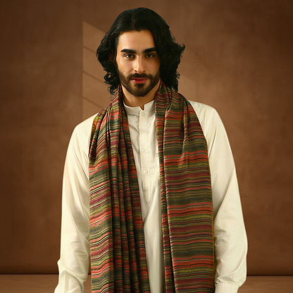 Mens Shawl - Multicolour Stripe