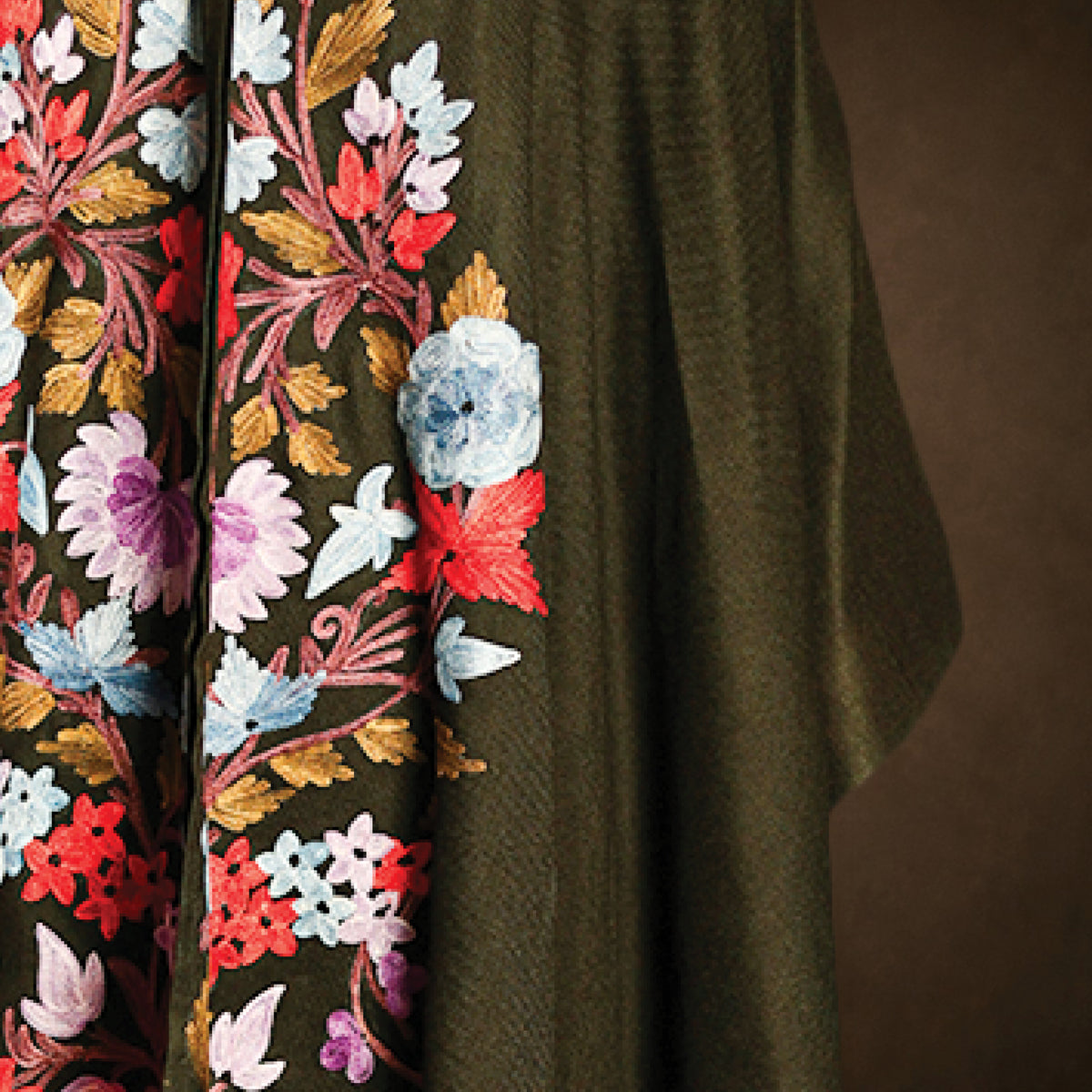 Lamb’s Wool Ari-Embroidered Cape Shawl