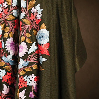 Lamb’s Wool Ari-Embroidered Cape Shawl