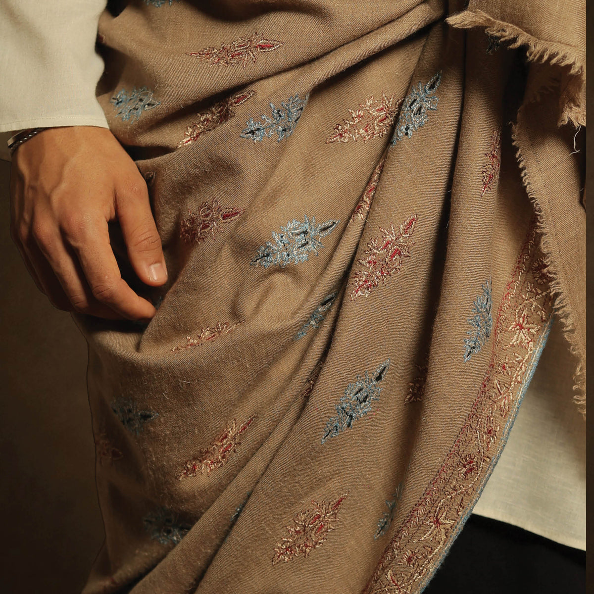 Mens Beige Pashmina Shawl