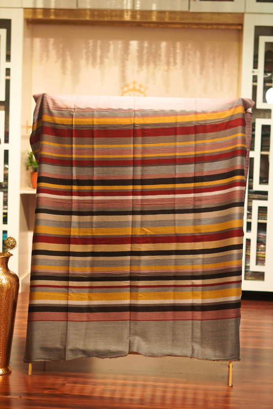 Regal Stripes – Cashmere Wool Woven Shawl