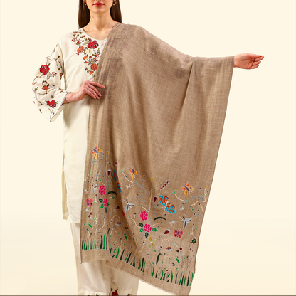 Pashmina Kalamkari Stole - Butterflies