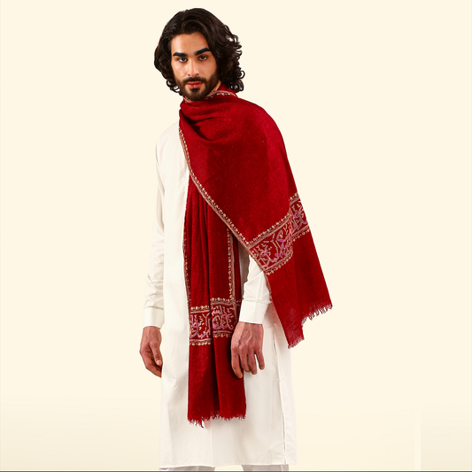 Pashmina Arabic Calligraphy Stole - Red