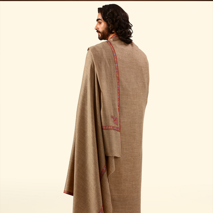 Pashmina Sozni Embroidery Shawl - Walnut
