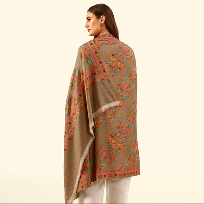 Handmade Kalamkari Shawl - Natural Base