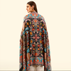 Cashmere Wool Kalamkari Intricate Embroidery Shawl - Midnight