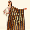 Pashmina Zari Stripes Shawl With Sozni Panel Embroidery - Gold
