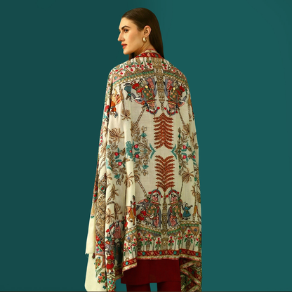 Handmade Kalamkari Shawl - Doli Baraat