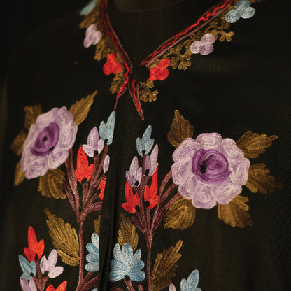 Lamb’s Wool Ari-Embroidered Cape Shawl