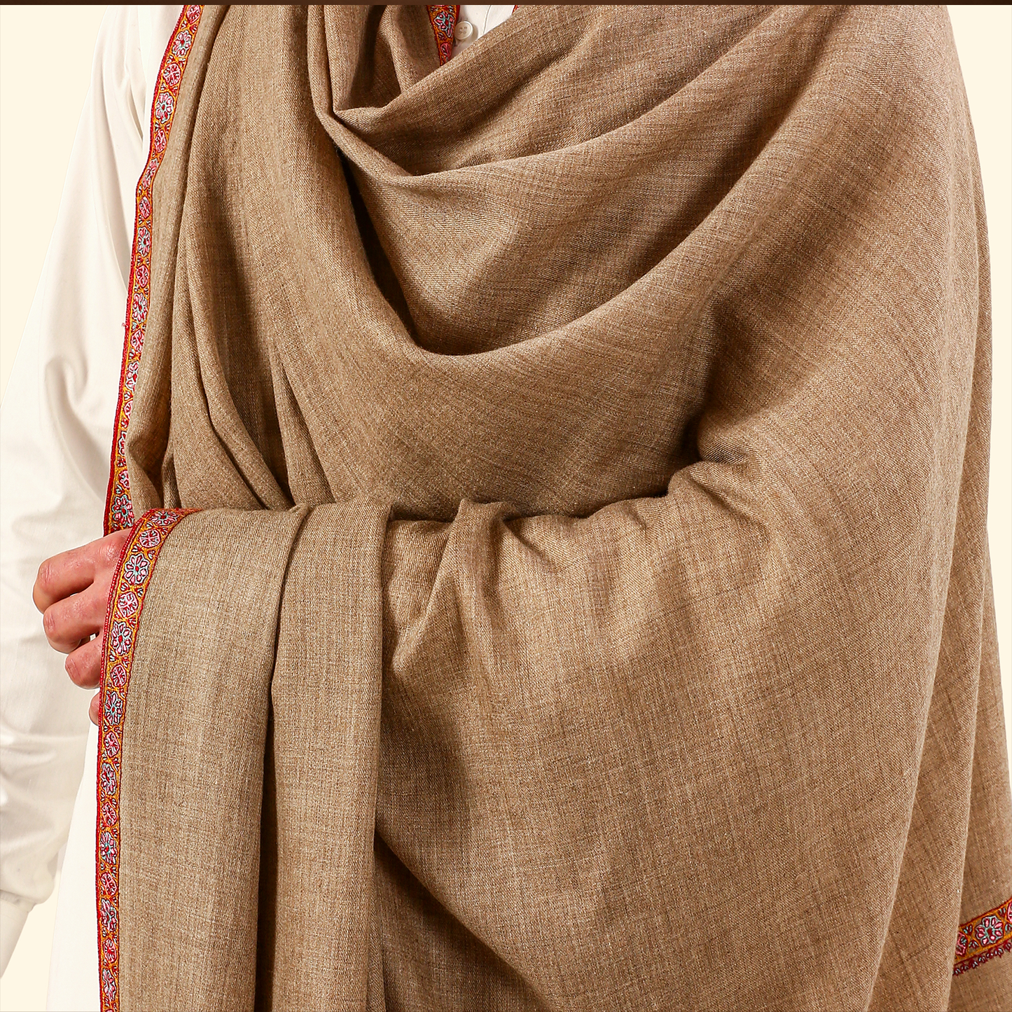 Pashmina Sozni Embroidery Shawl - Walnut
