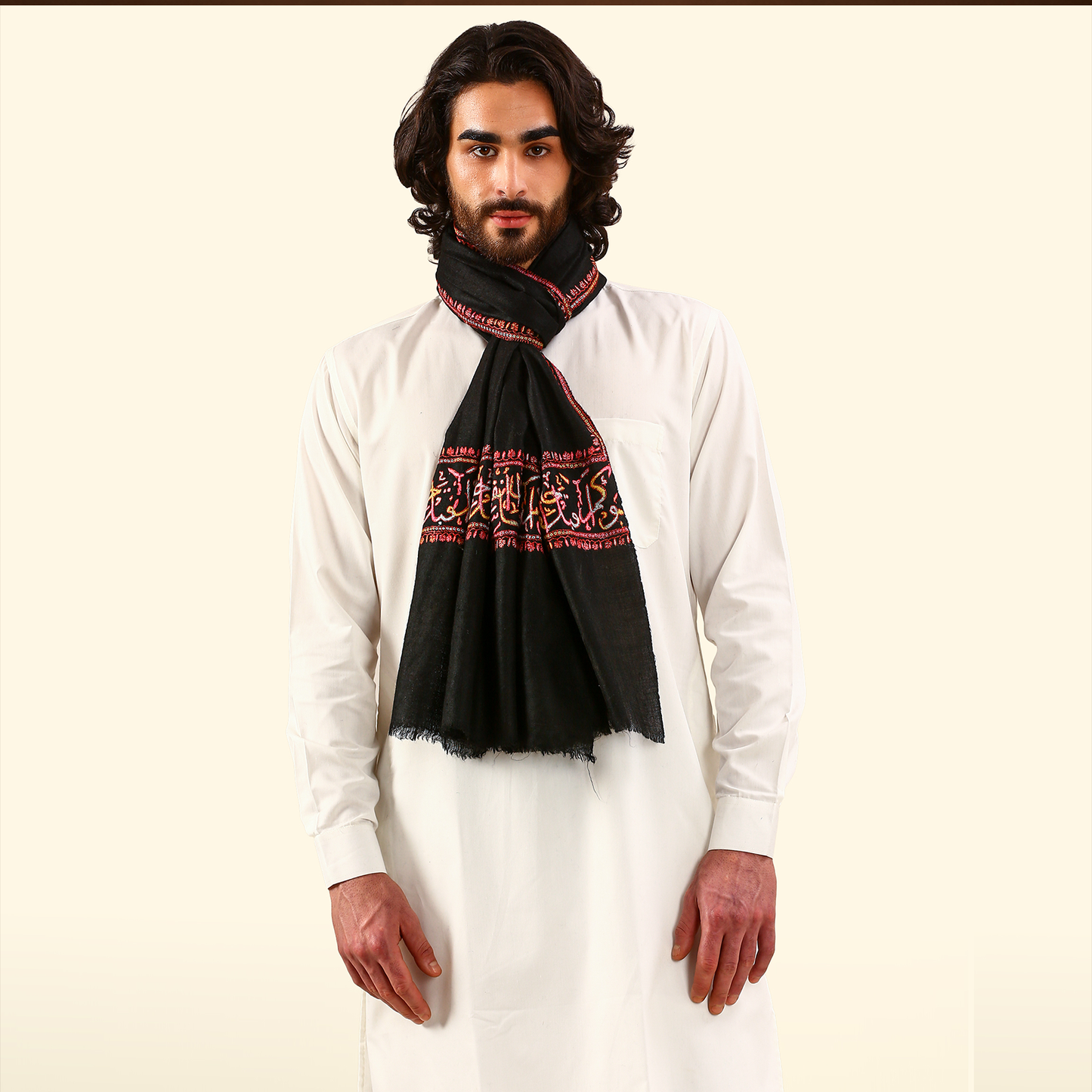 Pashmina Arabic Calligraphy Stole - Black