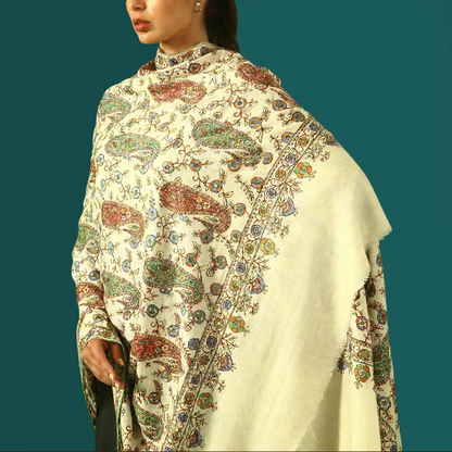Pashmina Paper Mache Inspired Sozni Shawl - Paisley