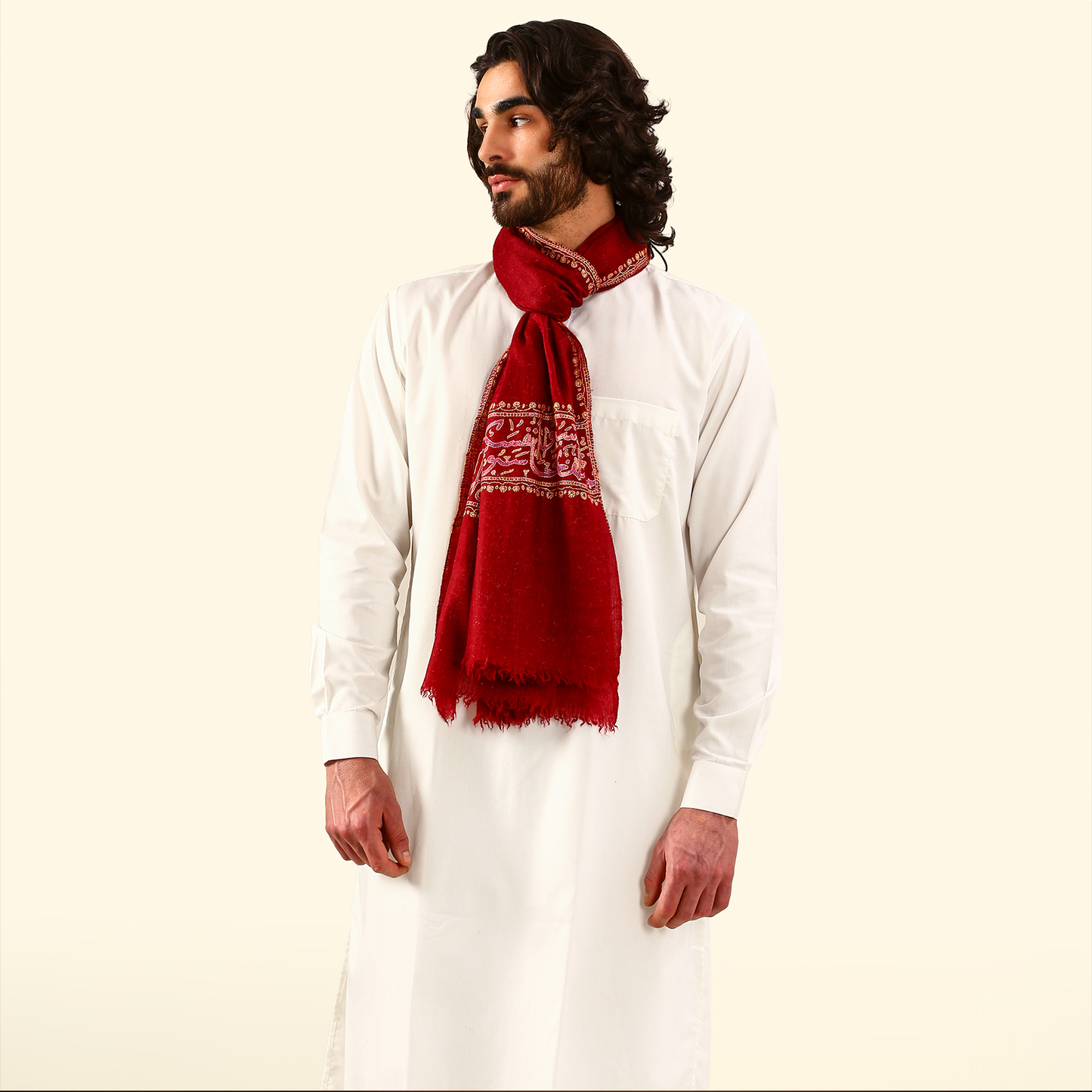Pashmina Arabic Calligraphy Stole - Red