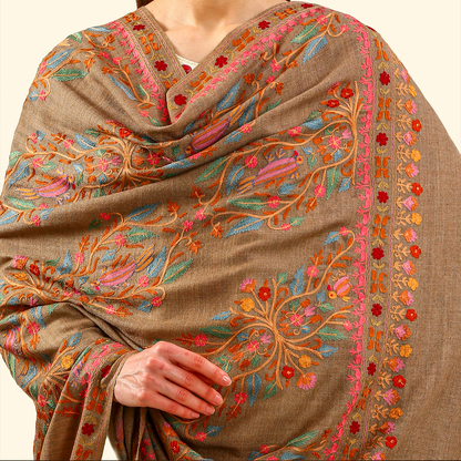 Handmade Kalamkari Shawl - Natural Base