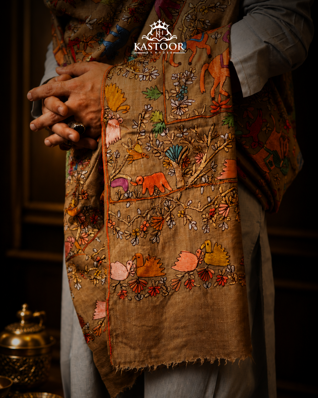 Paintless Kalamkari Gents Shikargah Shawl
