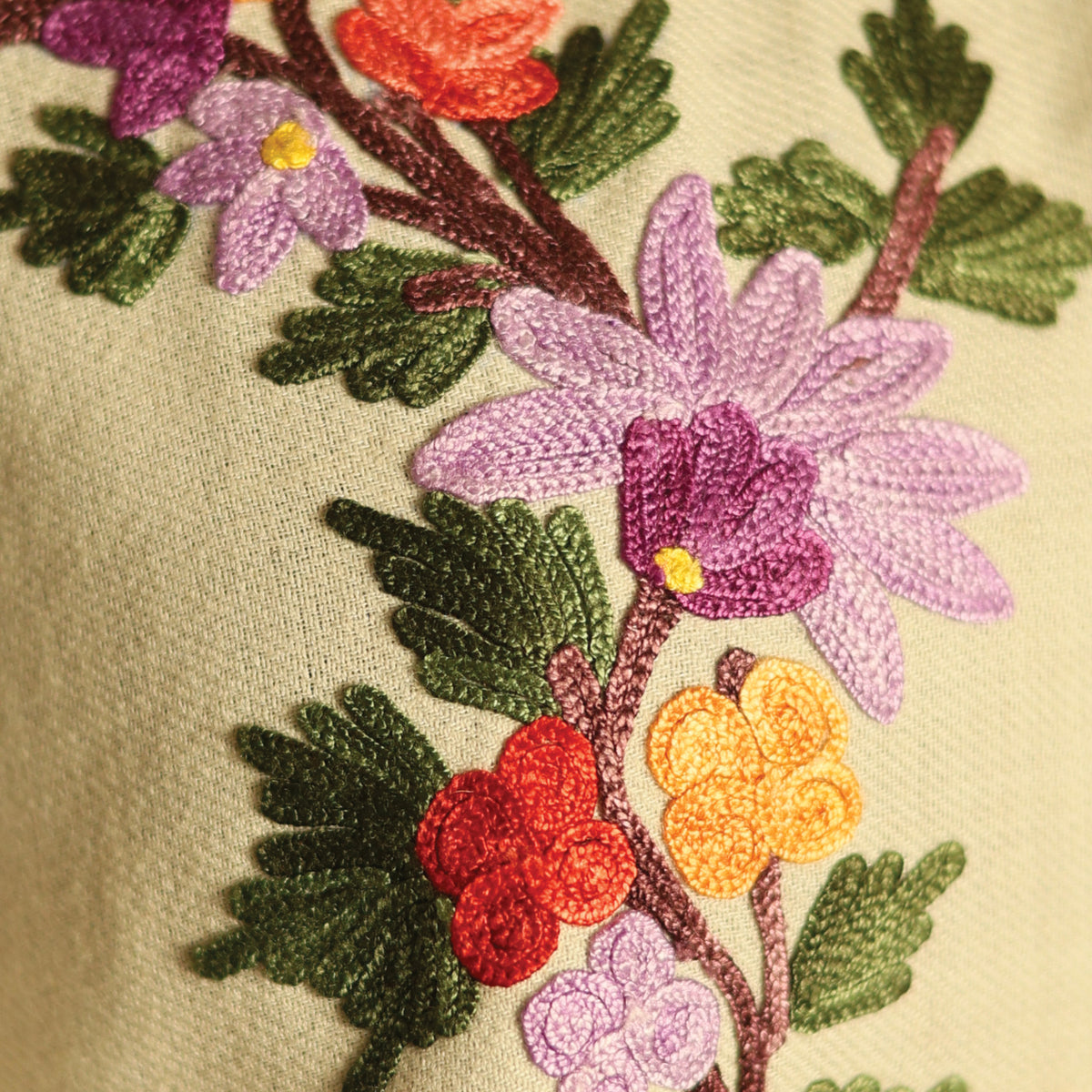 Lamb’s Wool Ari-Embroidered Cape Shawl