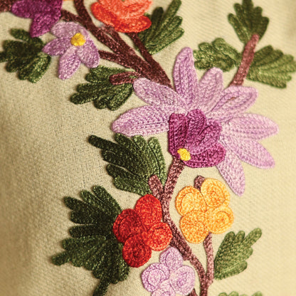 Lamb’s Wool Ari-Embroidered Cape Shawl