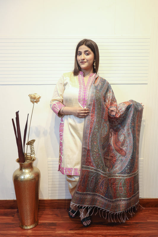 Mulberry Silk Zari Kani Small Dupatta