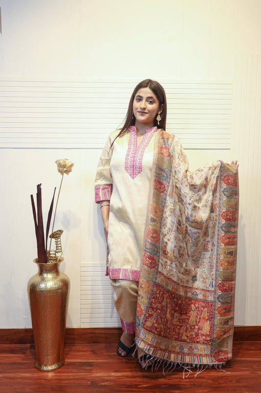 Mulberry Silk Zari Kani Small Dupatta