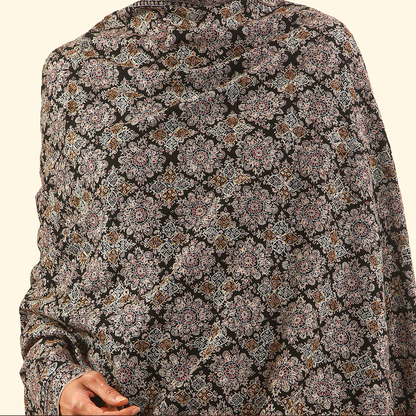 Pashmina Sozni Embroidery Shawl - Onyx Medallion