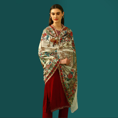Handmade Kalamkari Shawl - Doli Baraat