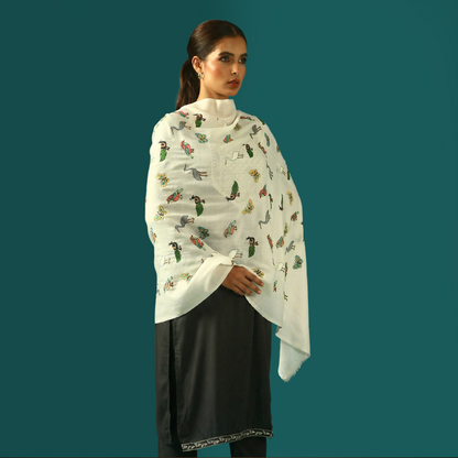 Pashmina Kalamkari Stole - Nature Inspired Animal Design