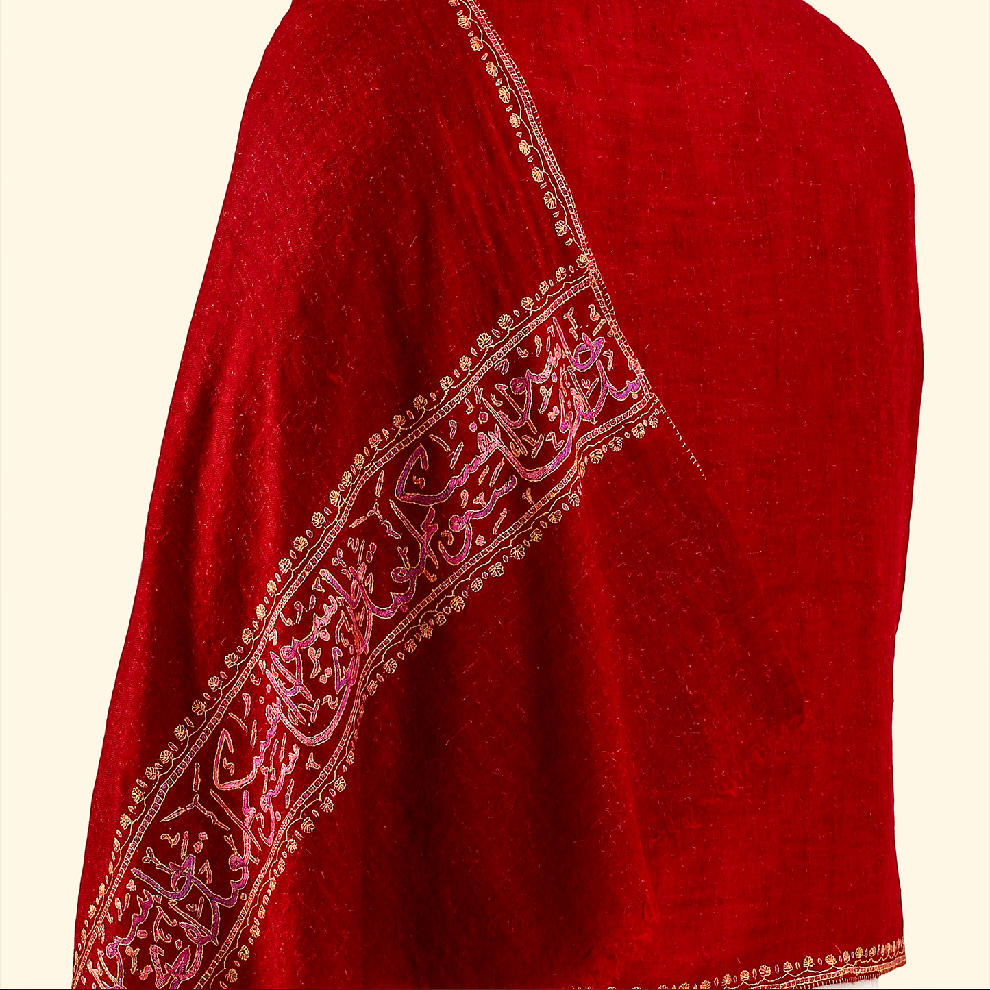 Pashmina Arabic Calligraphy Stole - Red