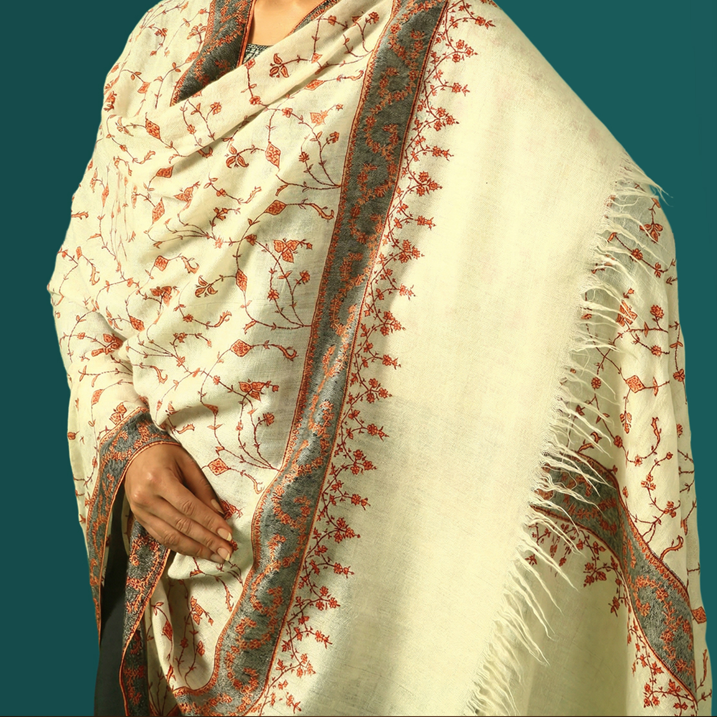 Pashmina Sozni Embroidery Shawl - Ember Vine