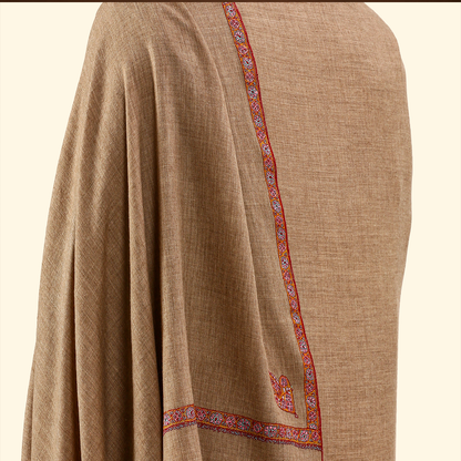 Pashmina Sozni Embroidery Shawl - Walnut
