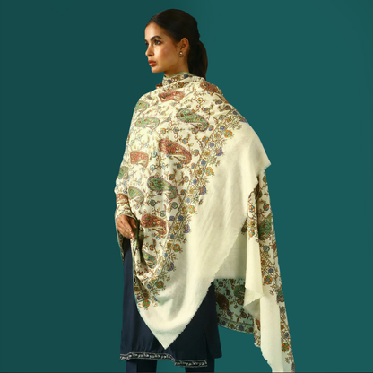 Pashmina Paper Mache Inspired Sozni Shawl - Paisley
