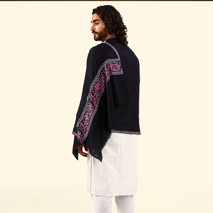Pashmina Arabic Calligraphy Stole - Navy
