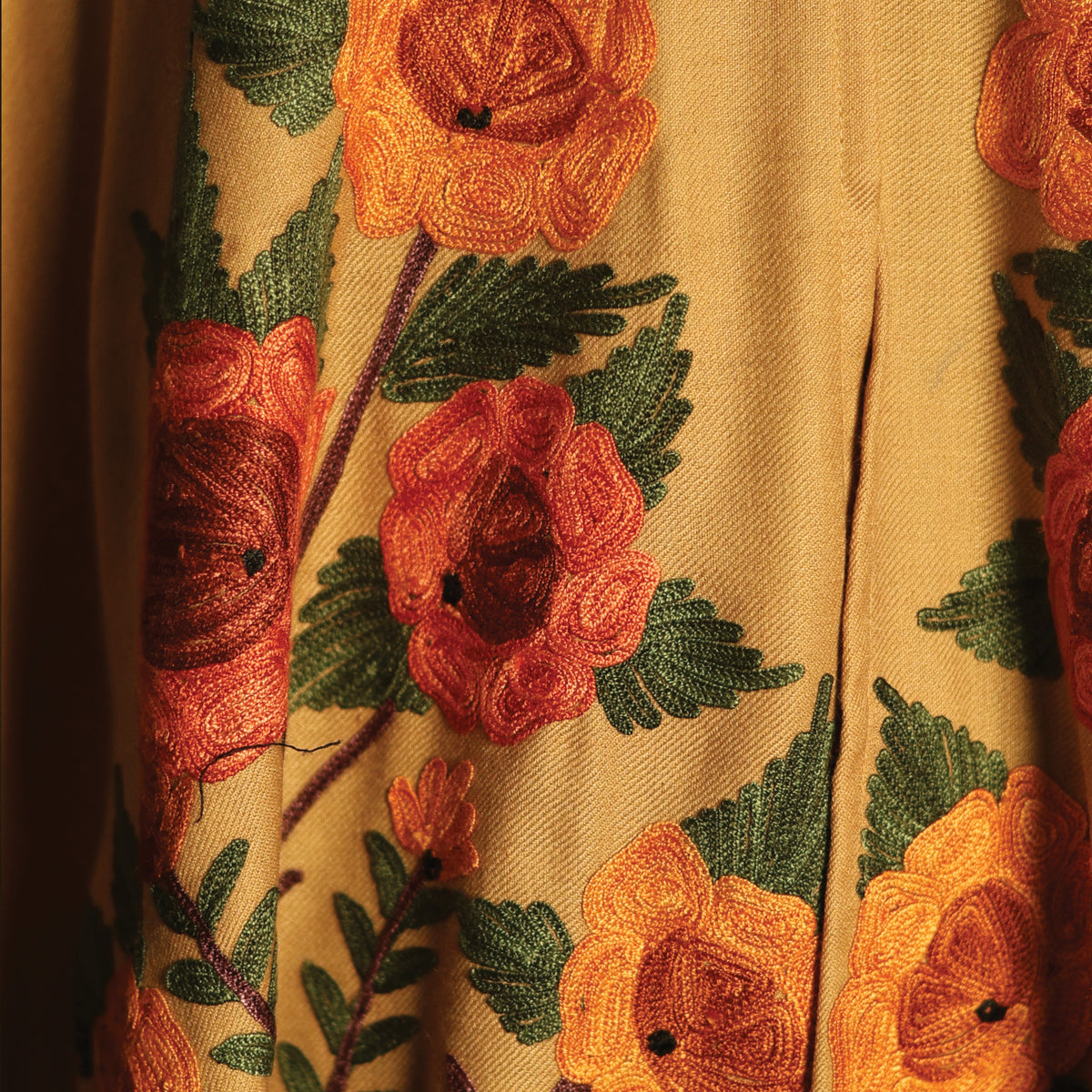 Lamb’s Wool Ari-Embroidered Cape Shawl