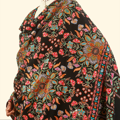 Handmade Kalamkari Shawl - Black Base