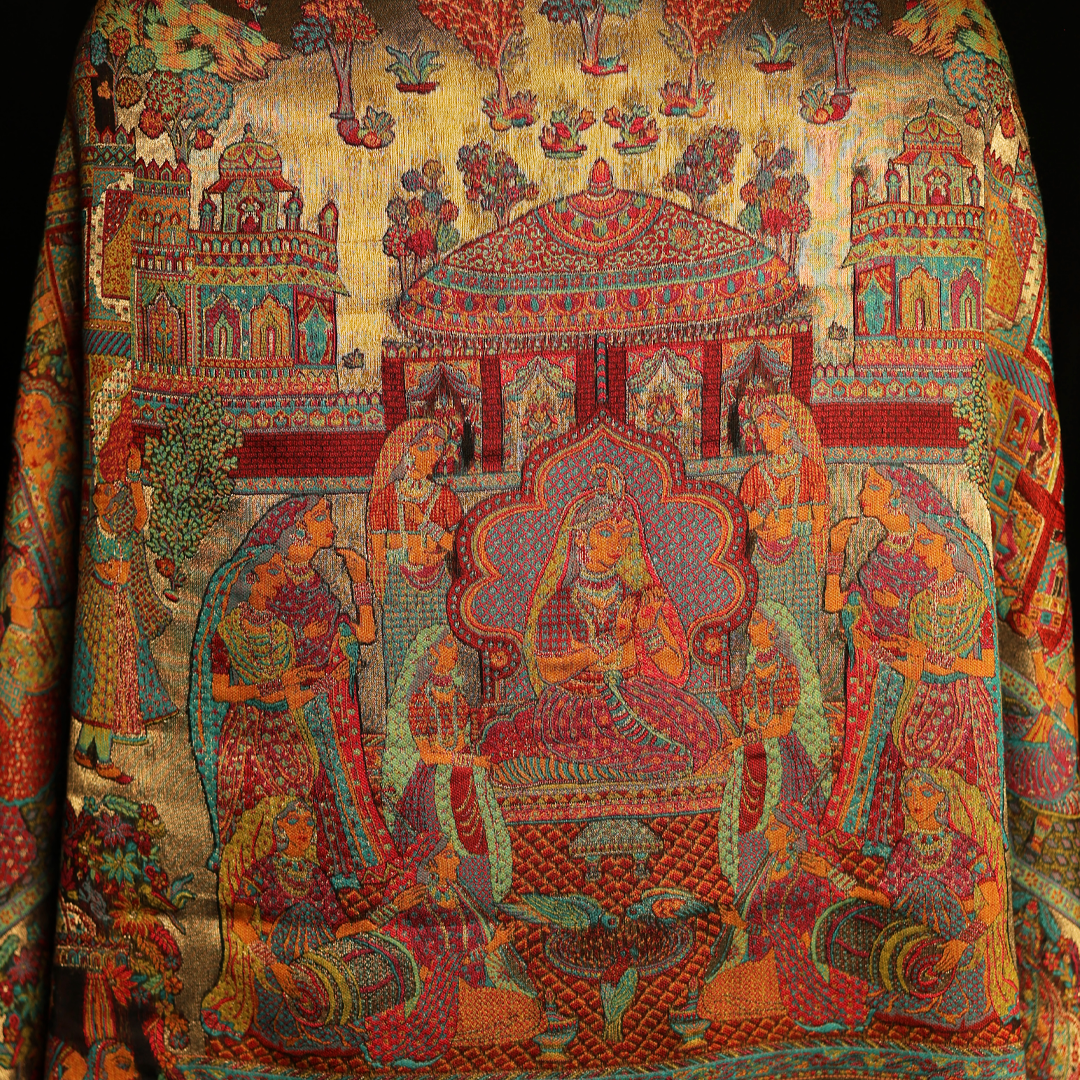 Mulberry Silk Moonlight Stole - Mughal Darbar