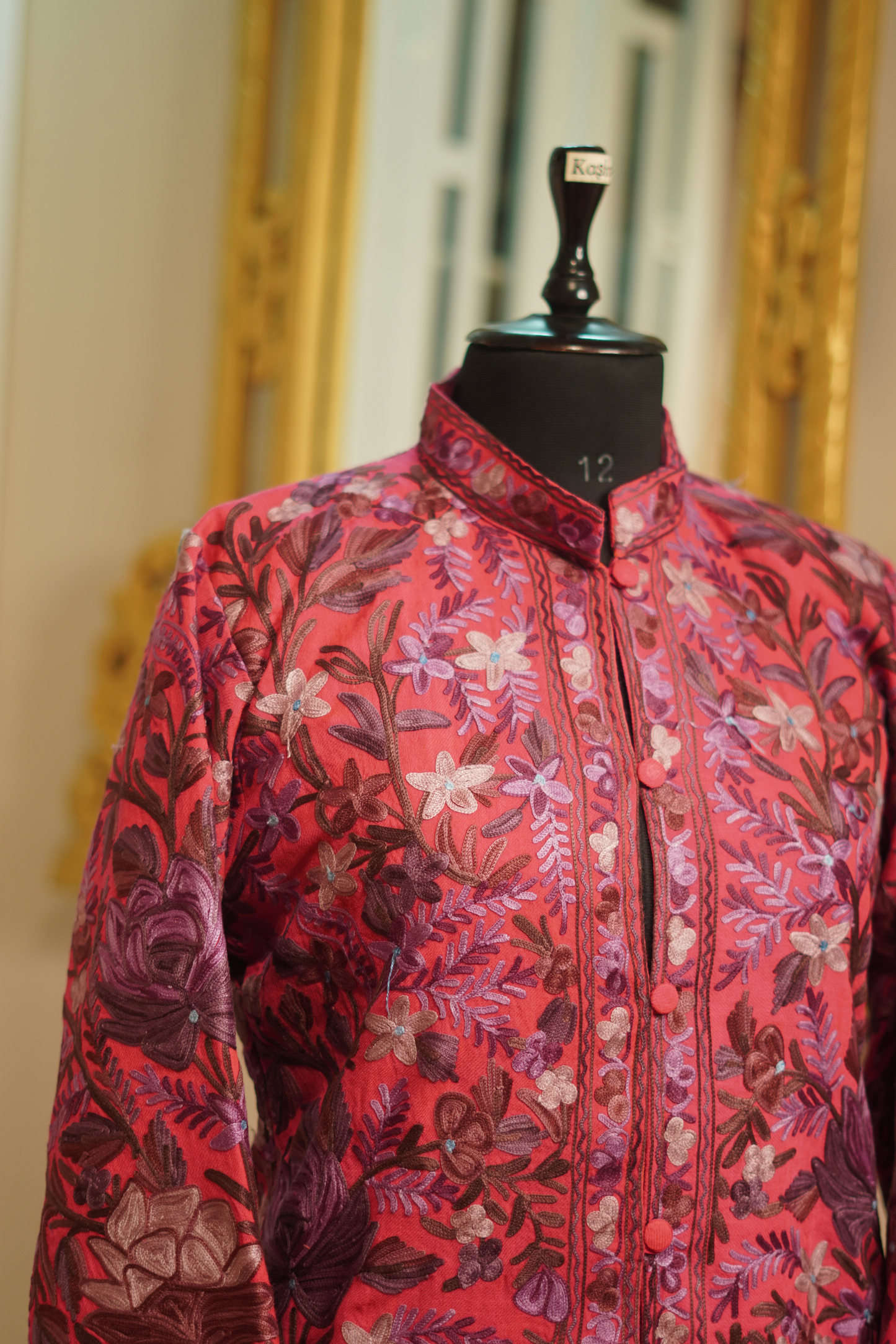 Lambs Wool Aari Embroidered Short Jacket