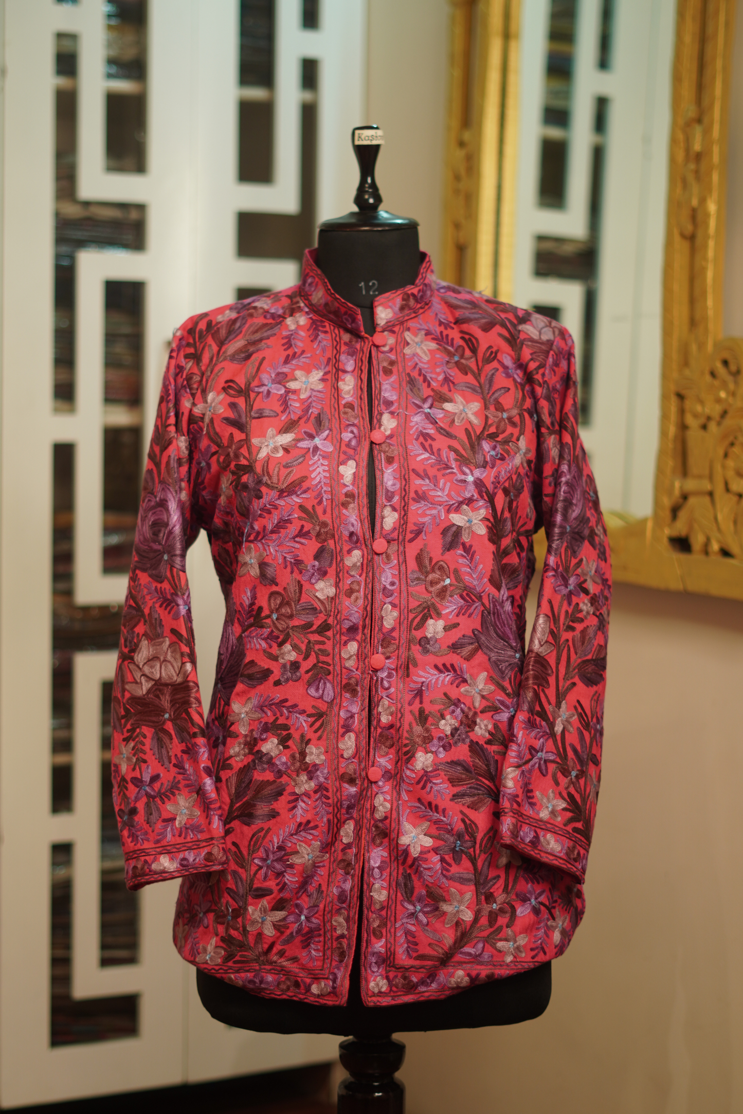 Lambs Wool Aari Embroidered Short Jacket