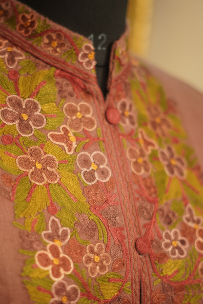 Natural Lambs Wool Aari Embroidered Short Jacket