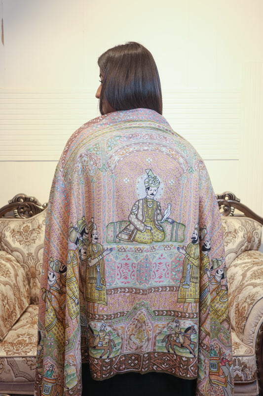 Pashmina Kalamkari Mughal Darbar Shawl